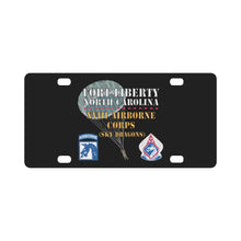 Load image into Gallery viewer, Army - Fort Liberty North Carolina - XVIII Airborne Corps (Sky Dragons) - SSI - DUI wo Star w Parach Classic License Plate
