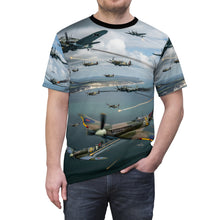 Load image into Gallery viewer, AOP Unisex Tee - British and German aircraft during the Battle of Britain
