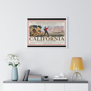 Premium Framed Horizontal Poster -  Set Sail for CALIFORNIA - California Gold