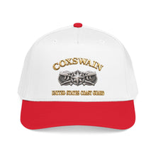 Load image into Gallery viewer, Mid Profile Baseball Cap - USCG - Coxswain w txt - Gold - 3D - Enhanced
