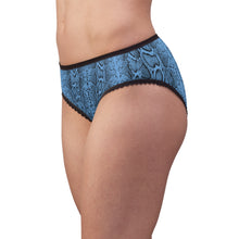Load image into Gallery viewer, Stylish Women's Briefs with Snake Print, Trendy Underwear, High Waist Briefs, Comfortable Lingerie - Black and White Snake Skin - Light Blue
