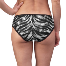 Load image into Gallery viewer, Women's Briefs (AOP) - Swirling zebra stripes with metallic sheen
