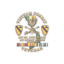Load image into Gallery viewer, Kiss-Cut Stickers - Army - Vietnam Combat Cavalry Veteran w 1st Bn 12th Cav DUI - 1st Cav Div - 3D X 300
