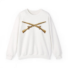 Load image into Gallery viewer, Crewneck Sweatshirt - Army - Infantry Branch Insignia - no text - Gold - 3D - Enhanced
