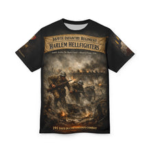Load image into Gallery viewer, 369th Infantry Regiment Harlem Hellfighters All-Over Print Tee — 191 Days in Combat WWI
