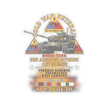 Load image into Gallery viewer, Kiss-Cut Stickers - Army - Cold War Vet -  3rd Armored Division  - Gelnhausen, Germany - M60A3 Tank  - Spearhead w Fire - 1982-1984 w DUI - COLD X 300
