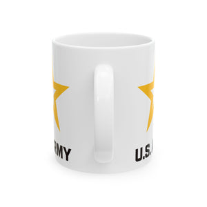 White Ceramic Mug, (11oz, 15oz) - Army Star W Us Army