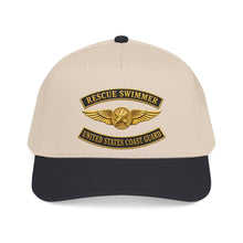 Load image into Gallery viewer, Mid Profile Baseball Cap - USCG - Aviation Rescue Swimmer w txt - 3D - Enhanced
