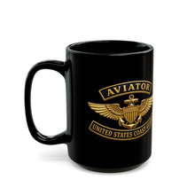 Load image into Gallery viewer, Black Mug  (15oz) - USCG - Aviator Badge w txt - 3D - Enhanced

