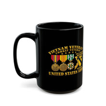 Load image into Gallery viewer, Black Mug  (15oz) - Army - Vietnam  Vet - w Medals - VN - 1st Cav Division - 3D - Enhanced
