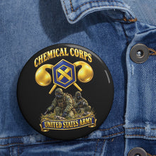 Load image into Gallery viewer, Custom Pin Buttons - Army - Chemical Corps w Scene - 3D - Enhanced
