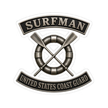 Load image into Gallery viewer, Kiss-Cut Stickers - USCG - Surfman Badge w txt - 3D - Enhanced
