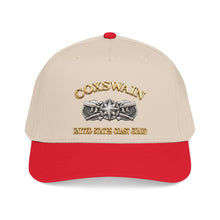 Load image into Gallery viewer, Mid Profile Baseball Cap - USCG - Coxswain w txt - Gold - 3D - Enhanced

