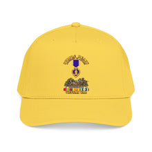 Load image into Gallery viewer, Mid Profile Baseball Cap - Vietnam War Purple Heart Medal w VN SVC - with Vietnam Scene - 3D - Transparent
