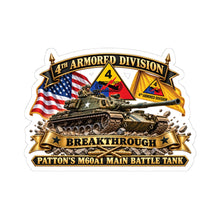 Load image into Gallery viewer, Kiss-Cut Stickers - 4th Armored Division - PATTON'S M60A1 Main Battle Tank - Breakthrough Division
