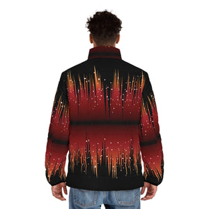 Men's Puffer Jacket (AOP) - Red Night Sky Full of Stars