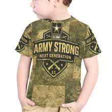Load image into Gallery viewer, Little Kids' All Over Print Crew Neck T-Shirt -  Young Patriot - Army

