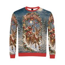 Load image into Gallery viewer, Victorian Christmas Reindeer Sleigh Ride Men's All Over Print Fuzzy Sweatshirt | Ships from USA
