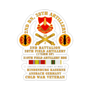 Kiss-Cut Stickers - Army - 2nd Bn 28th Artillery - 210th FA Bde -  Hindenburg Kaserne Ansbach Germany  w COLD SVC