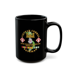 Black Mug (11oz, 15oz) - Vietnam Combat Veteran w 20th Engineer Brigade  SSI - Dong Tam X 300