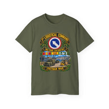 Load image into Gallery viewer, Unisex Ultra Cotton Tee - Army - 1st Logistical Command - SSI - Nha Trang - Cam Ranh Bay - Vietnam War - VN SVC  w Scene - 3D - Enhanced
