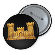 Load image into Gallery viewer, Custom Pin Buttons - Amy Corps of Engineers Branch Insignia - 3D -  Enhanced
