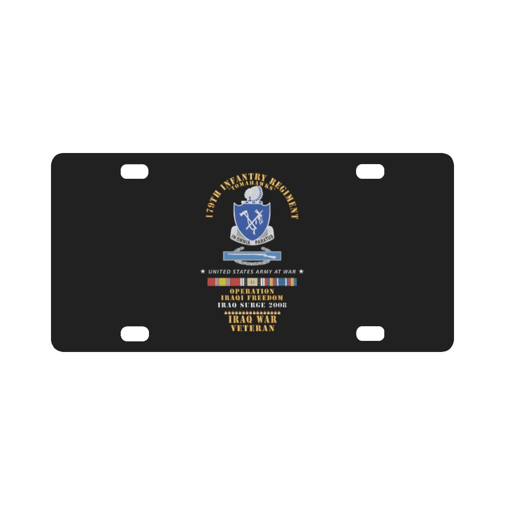 179th Infantry Regiment - Tomahawks - Iraq Surge 2008 w CIB - OIF - IRAQ SVC X 300 Classic License Plate