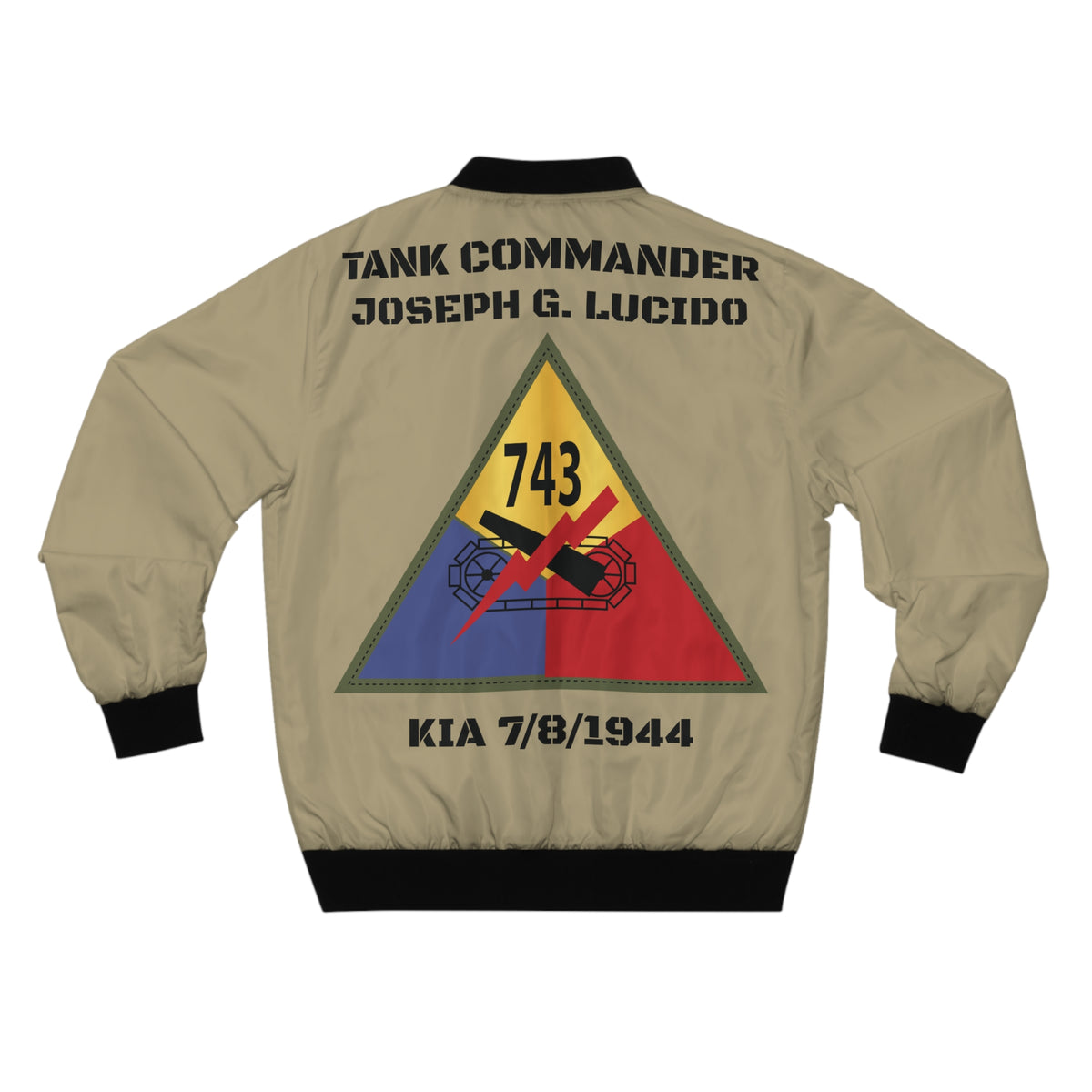 Men's Bomber Jacket (AOP) - Army - 743rd Tank Battalion SSI - Tank Com ...