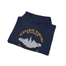 Load image into Gallery viewer, Unisex Heavy Blend™ Hooded Sweatshirt - Navy - Submarine Badge - Silver - Qualified
