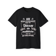 Load image into Gallery viewer, Unisex Ultra Cotton Tee - Déesse multitâche en typographie rose - white texts
