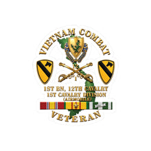 Load image into Gallery viewer, Kiss-Cut Stickers - Army - Vietnam Combat Cavalry Veteran w 1st Bn 12th Cav DUI - 1st Cav Div - 3D X 300
