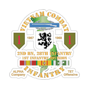 Kiss-Cut Stickers - Army - Vietnam Combat Infantry w Alpha Company, 2nd Bn 28th Inf 1st Inf Div SSI TET Offensive w VN SVC X 300