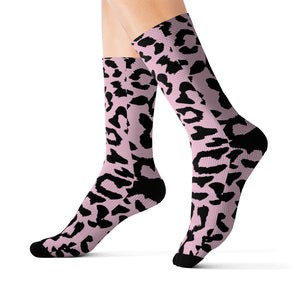 Sublimation Socks - Leopard Camouflage - Baby Pink - Black