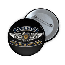 Load image into Gallery viewer, Custom Pin Buttons - USCG - Aviator Badge - Auxiliary w txt - 3D - Enhanced
