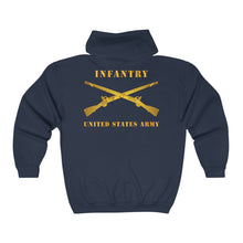 Load image into Gallery viewer, Unisex Heavy Blend™ Full Zip Hooded Sweatshirt - Infantry - Branch - US Army - Crossed Rifles
