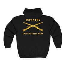 Load image into Gallery viewer, Unisex Heavy Blend™ Full Zip Hooded Sweatshirt - Infantry - Branch - US Army - Crossed Rifles
