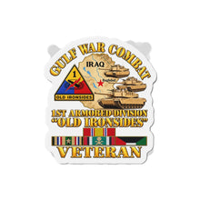 Load image into Gallery viewer, Die-Cut Magnet - Army - Gulf War Combat - 1st Armored Divi - Old Ironsides - Veteran - Map w GULF SVC - 3D - Enhanced
