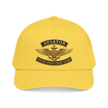 Load image into Gallery viewer, Mid Profile Baseball Cap - USCG - Aviator Badge w txt - 3D - Enhanced
