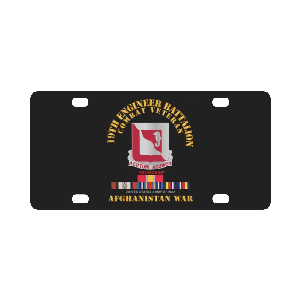 Army - 19th Engineer Battalion - Afghanistan War w SVC Classic License Plate