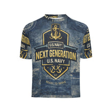 Load image into Gallery viewer, Little Kids' All Over Print Crew Neck T-Shirt - Young Patriot - Navy Little Kids
