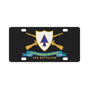 Army - 26th Infantry Regiment - DUI w Br - Ribbon - 2nd Bn X 300 Classic License Plate