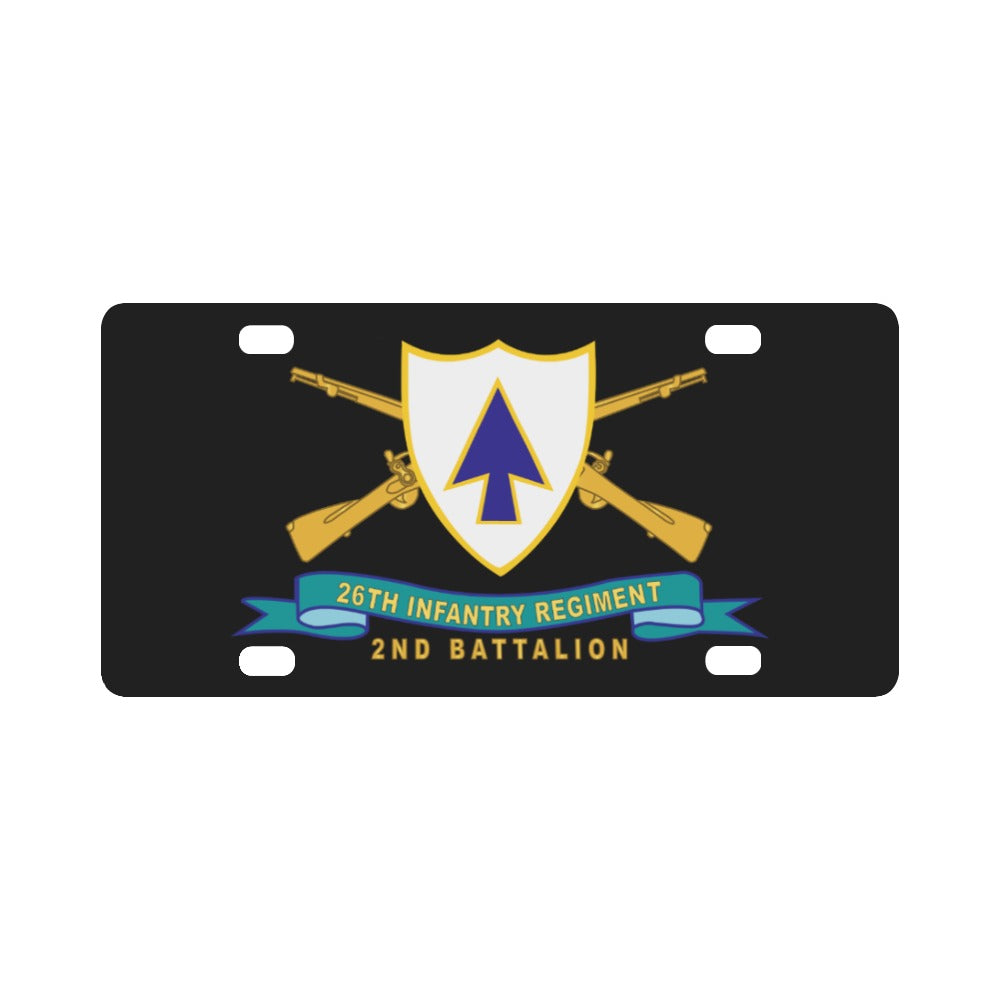 Army - 26th Infantry Regiment - DUI w Br - Ribbon - 2nd Bn X 300 Classic License Plate