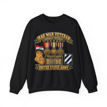 Load image into Gallery viewer, Crewneck Sweatshirt - Army - Iraq War Veteran - Ribbon Bar - Map - SSI - 3rd Infantry Division - 3D - Enhanced
