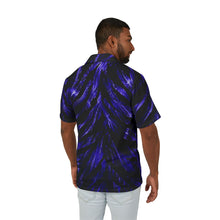 Load image into Gallery viewer, Men's Hawaiian Camp Shirt — Futuristic zebra with neon glow
