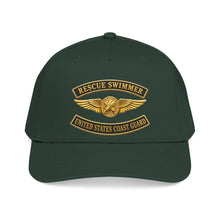 Load image into Gallery viewer, Mid Profile Baseball Cap - USCG - Aviation Rescue Swimmer w txt - 3D - Enhanced
