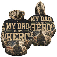 Load image into Gallery viewer, AOP Hoodie - My dad is my hero Men's All Over Print Hoodie (USA Size) (Model H13)
