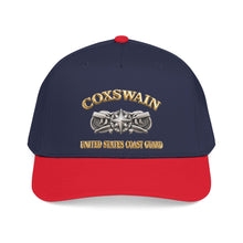 Load image into Gallery viewer, Mid Profile Baseball Cap - USCG - Coxswain w txt - Gold - 3D - Enhanced
