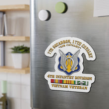 Load image into Gallery viewer, Die-Cut Magnet - Army - 7th Squadron - 17th Cavalry - 4th ID - Vietnam Vet w SVC Ribbon - 3D X 300
