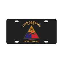 Load image into Gallery viewer, Army - SSI - 16th Armored Division w Name Tape - Armadillo - US Army X 300 Classic License Plate
