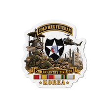 Load image into Gallery viewer, Die-Cut Magnet - Army - 2nd Infantry Division w Br - Ribbon COLD WAR Vet Tab - Korea - 3D - Enhanced
